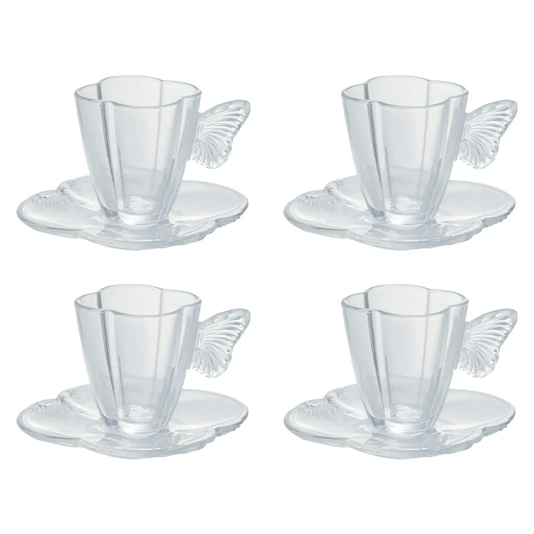 Conjunto de Xícaras com Pires 4 Peças de Vidro Wolff Butterfly